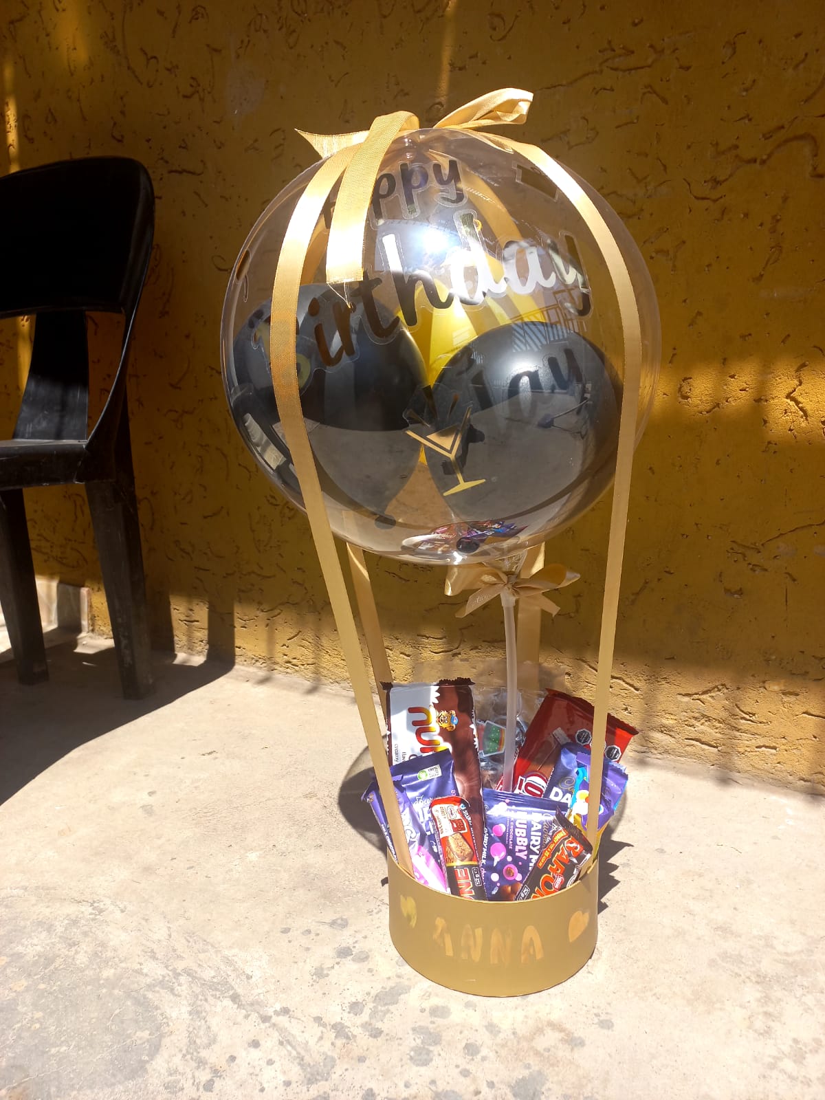 Premium gift hamper box with gold ribbon